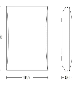 Die STEINEL LN 1 N LED-Außenleuchte – weiß von Steinel ist eine schlichte, rechteckige Leuchte mit den Maßen 300 mm Höhe, 195 mm Breite und 56 mm Tiefe. Wie in der Vorder- und Seitenansicht zu sehen, eignet sie sich ideal als beleuchtete Hausnummer oder als LED-Außenleuchte. Ein optionaler Dämmerungssensor ermöglicht eine automatische Beleuchtung.