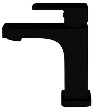 Die Camargue Marbella Waschtischarmatur in Schwarz von Camargue mit Keramikmischsystem und Einhebelgriff präsentiert sich vor einem schlichten weißen Hintergrund.
