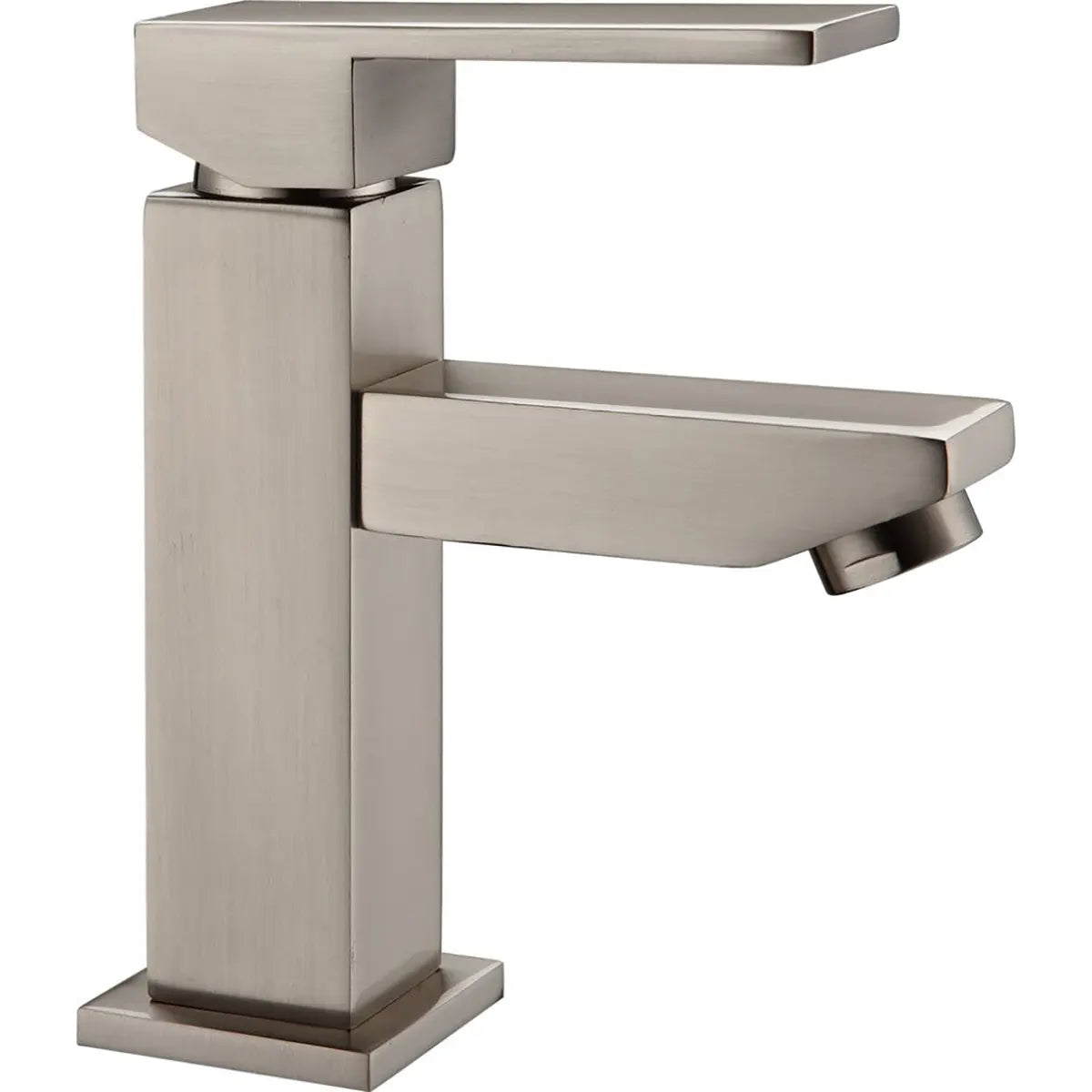 Die Camargue Alicante Waschtischarmatur - silber überzeugt mit rechteckigem Design, Einhebelmischer und matt gebürsteter Edelstahloberfläche auf quadratischem Sockel.