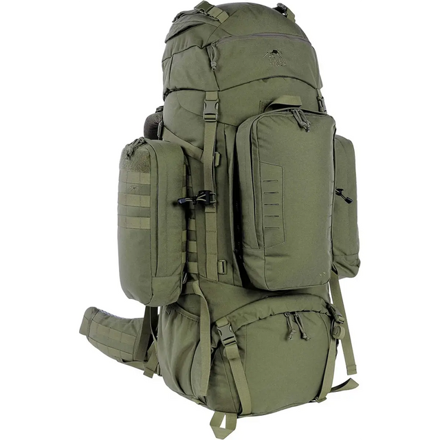 Der Tasmanian Tiger TT Range Pack MK II Hauptrucksack – grün von Tasmanian ist ein großer grüner Wanderrucksack mit zahlreichen Fächern, Riemen und gepolsterten Stützen – ideal als Einsatzrucksack oder modularer Rucksack.