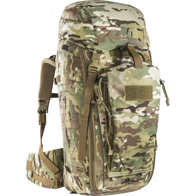 Der Tasmanian Tiger TT Modular Pack 45 Plus Rucksack – Multicam ist ein geräumiger taktischer Rucksack mit zahlreichen Taschen, gepolsterten Trägern und einem Hüftgurt – ideal für den Transport schwerer Lasten bei anspruchsvollen Einsätzen.