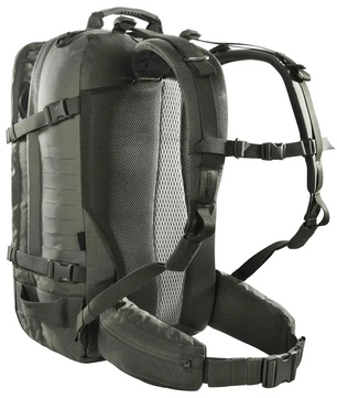 Tasmanian Tiger TT Mission Pack MKII IRR Rucksack in Grau von Tasmanian mit gepolsterten Schultergurten, Netzrücken und Hüftgurt, hier aus der Rückansicht – ideal für taktische Ausrüstung.