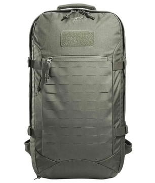 Tasmanian Tiger TT Mission Pack MKII IRR Rucksack in Grau mit Reißverschlusstasche vorne, Seitengurten und minimalistischem Design – ideal für taktische Ausrüstung und eine übersichtliche Organisation.