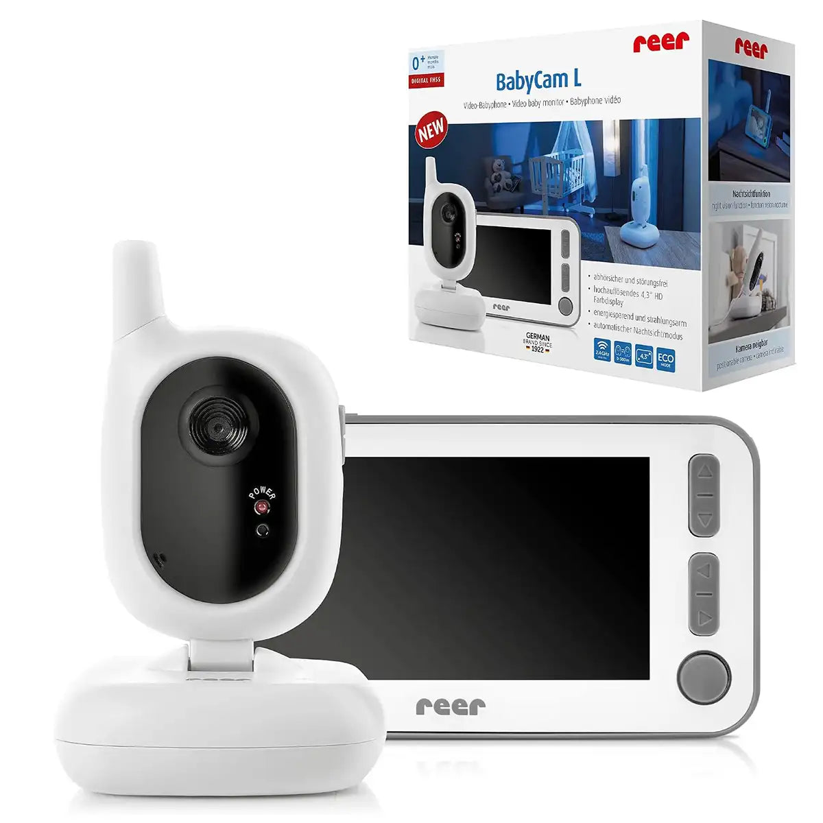reer BabyCam L Video-Babyphone Weiß/Grau