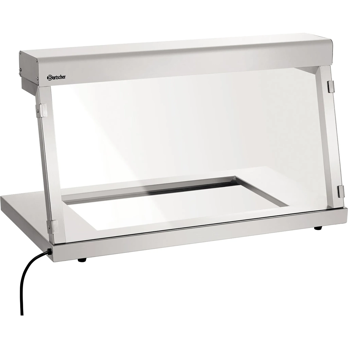 Die Bartscher IHR650 Infrarot Wärmebrücke - silber von Bartscher ist ein Edelstahl-Speisewärmer mit Glasfront, Infrarotheizung, Hustenschutz-Buffet, und Elektrokabel - ideal für den professionellen Gastronomie-Einsatz.
