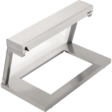 Die Bartscher Wärmebrücke IHR650 Infrarot 0,65kW ist eine Edelstahl-Wärmelampe mit rechteckigem Sockel und Überkopf-Wärmeelement, ideal als Buffet-Wärmelampe oder 1/1 GN Wärmebrücke zum Warmhalten von Speisen.