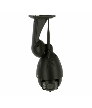 Die Kerbl IPCam 10809 Sicherheitskamera in schwarz verfügt über Antennen, kann kopfüber montiert werden und hat mehrere Infrarot-LEDs rund um das Objektiv für klare Nachtsicht.