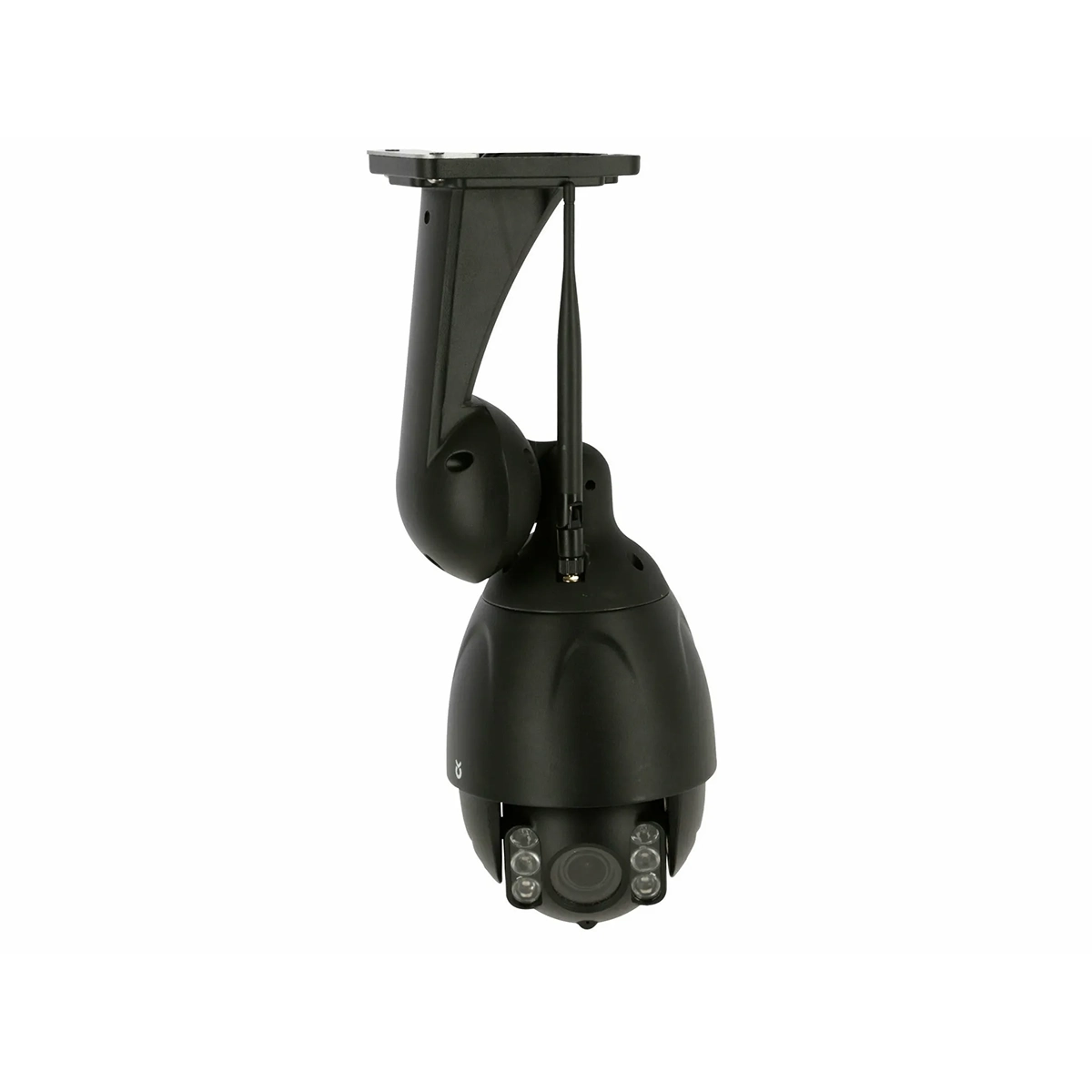Die Kerbl IPCam 10809 Sicherheitskamera in schwarz verfügt über Antennen, kann kopfüber montiert werden und hat mehrere Infrarot-LEDs rund um das Objektiv für klare Nachtsicht.