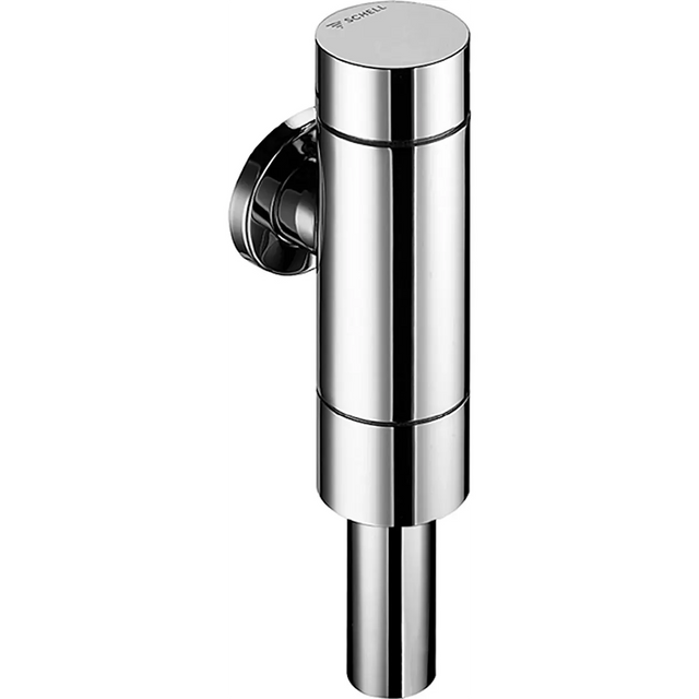 Selbstverständlich! Hier ist Ihr überarbeiteter Satz unter Verwendung der angegebenen Produktdaten: Wandmontiertes Spülventil für Toiletten oder Urinale in schlankem, zylindrischem Design, ausgestattet mit dem SCHELL SCHELLOMAT BASIC DN 20 WC-Druckspüler in Silber von SCHELL und einer selbstschließenden Kunststoffkartusche als Teil seiner eleganten Aufputzbauweise.