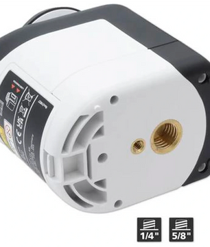 Kompaktes Laserliner G360 SmartLine-Lasergerät im schwarzen Gehäuse mit zwei Gewindeanschlüssen aus Messing (1/4, 5/8) für präzise Ausrichtungsarbeiten – ideal für den Einsatz mit grünen Lasern oder 360°-Linienlasern. Marke: Laserliner.