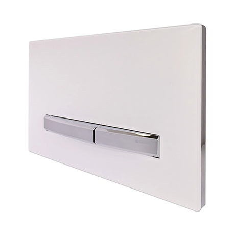 Die Geberit Sigma 50 Betätigungsplatte – Chrom ist eine weiße, rechteckige Betätigungsplatte mit zwei verchromten Tasten, die von Geberit für moderne Toilettensysteme entwickelt wurde. Diese elegante Betätigungsplatte bietet die 2-Mengen-Spülung der Sigma 50-Serie und sorgt so für einen effizienten Wasserverbrauch und ein edles Erscheinungsbild.