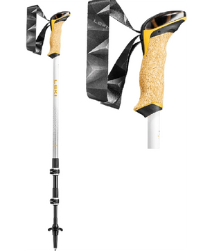 Die LEKI Cressida Trekkingstöcke - weiß verfügen über einen Korkgriff, eine Handgelenkschlaufe und verstellbare Verschlussteile - ideale Wanderstöcke Damen aus robustem Aluminium.