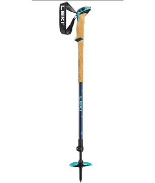 Der LEKI Bernina Lite 2 Skitourenstöcke in blau ist ein leichter Tourenstock für Damen mit Korkgriff, verstellbarer Handschlaufe und Aergon Air Compact Grip - perfekt für Skitouren.