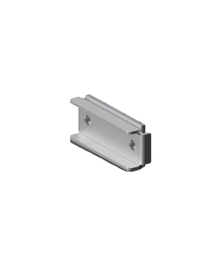 Edelstahlhalterung mit zwei Bohrungen, schräg vor weißem Hintergrund abgebildet – ideal für den Einbau in den Rittal KX ES 1.4301 Klemmenkasten von Rittal oder andere Anwendungen mit Edelstahlgehäusen.