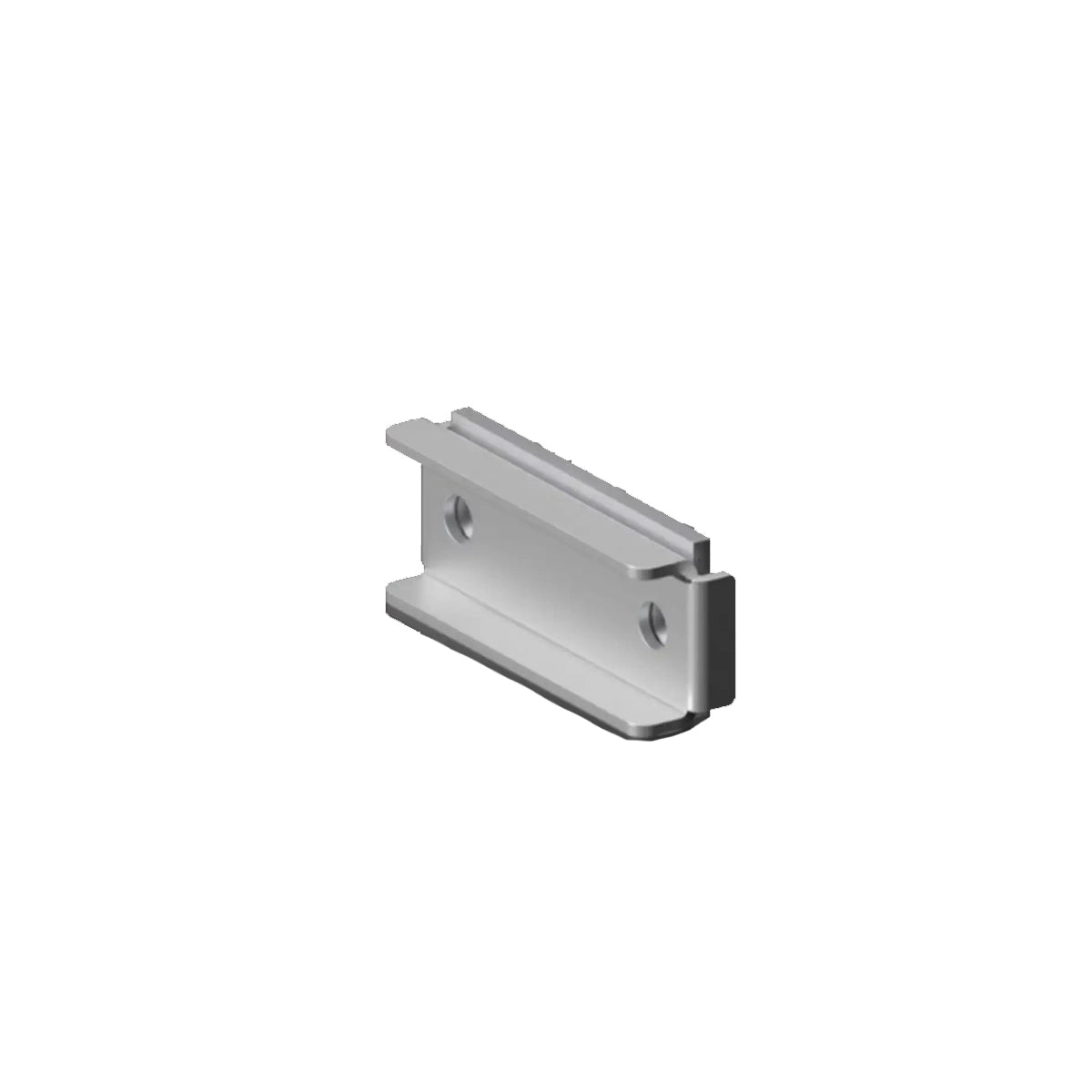 Edelstahlhalterung mit zwei Bohrungen, schräg vor weißem Hintergrund abgebildet – ideal für den Einbau in den Rittal KX ES 1.4301 Klemmenkasten von Rittal oder andere Anwendungen mit Edelstahlgehäusen.