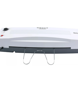 Das Olympia 6040 A2 Profi XXL Laminiergerät in weiß verfügt über Bedientasten und eine Draht-Papierauflage an der Vorderseite, die für blasenfreie Heißlaminierung ausgelegt ist.