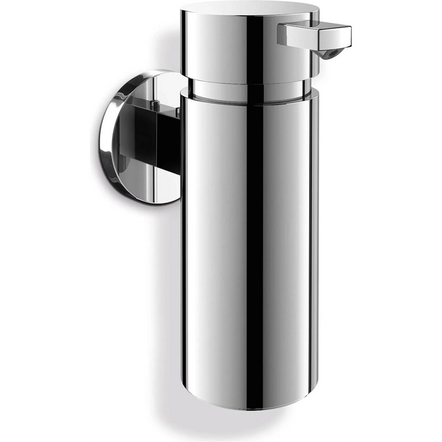 Der ZACK SCALA Wand-Lotionsspender – silber von ZACK ist ein zylinderförmiger Wandspender mit Chromoberfläche, Pumpdüse und reflektierender Oberfläche.
