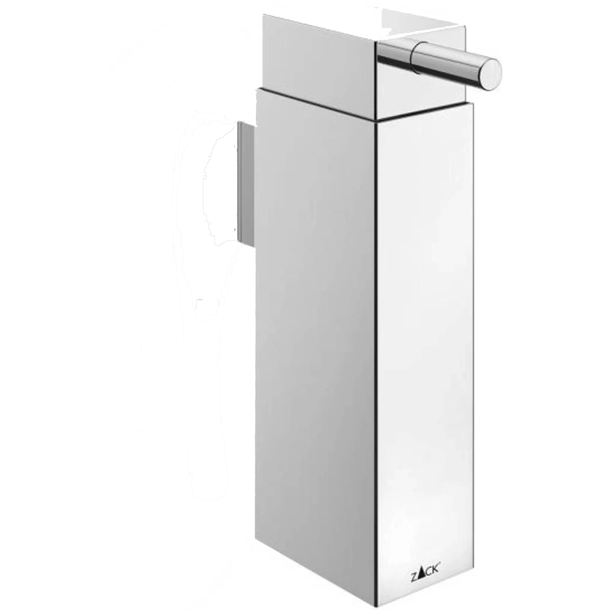 Moderner ZACK LINEA Seifenspender zur Wandmontage aus Edelstahl in Silber – elegantes, rechteckiges Design von ZACK, ideal für jedes stilvolle Badezimmer.