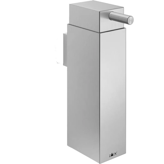 Der Seifenspender „ZACK LINEA“ (40368) – silber von ZACK besticht durch sein modernes, rechteckiges Design und den Pumpgriff; dieser wandmontierte Spender verleiht jedem Badezimmer Stil und Komfort.