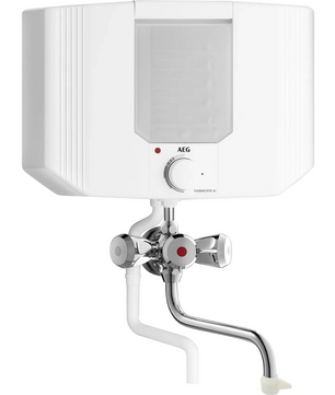 Das AEG Thermofix KL Komplettset – weiß umfasst einen weißen elektrischen Wasserkocher mit Drehregler und einer verchromten Niederdruck-Armatur – perfekt zum Kochen von Wasser in Ihrer Küche. Ideal als Komplettlösung von AEG.