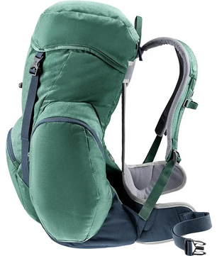 Der deuter Gröden 30 SL Wanderrucksack in grün ist mit gepolsterten Trägern, Hüftgurt, Sitzfläche und Aircomfort-Rückensystem für Belüftung und Komfort ausgestattet - perfekt als 30L Damen Wanderrucksack zum Wandern. Seitenprofil abgebildet.
