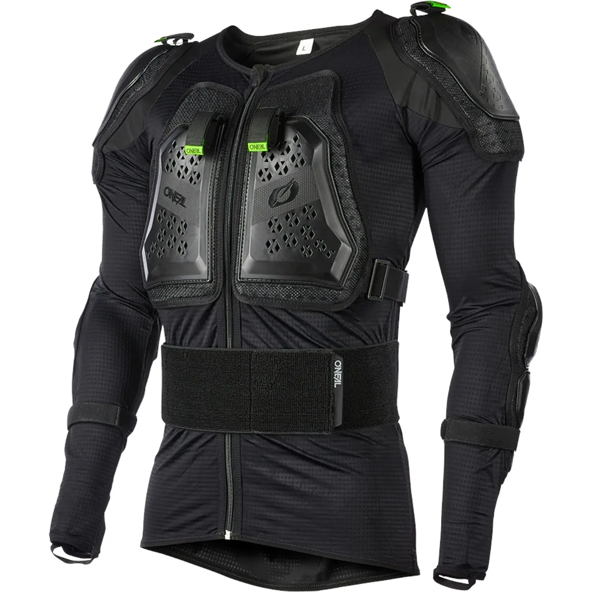 Die O'Neal Underdog V.24 Protektorenjacke in Größe M schwarz verfügt über harte Schulter-, Brust- und Ellbogenpolster für erstklassigen Schutz - ideal als Motorrad Schutzjacke oder MTB Protektor von O'Neal.