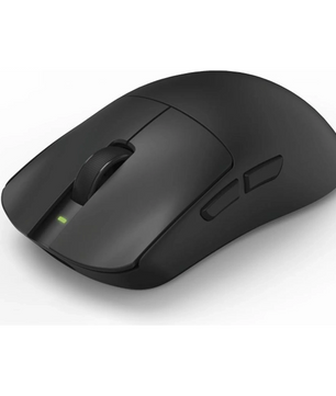 Die uRage Reaper 820 Gaming-Maus - Schwarz von uRage ist mit seitlichen Tasten, einem Pixart Sensor und einer grünen LED-Anzeige ausgestattet und wird auf einem weißen Hintergrund gezeigt.
