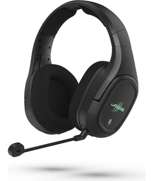 Das uRage SoundZ 920 Gaming-Headset von uRage verfügt über ein schwarzes, kabelloses Over-Ear-Design, ein integriertes Mikrofon, ein leuchtendes Upgrade-Logo auf der Ohrmuschel und einen unvergleichlichen DTS Headphone:X 2.0-Sound.