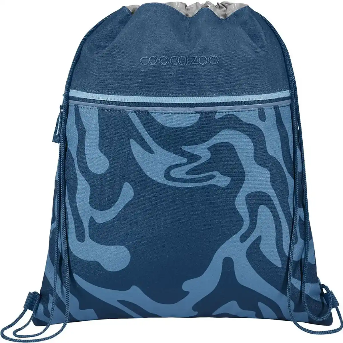 Der coocazoo MATE Kordelzugbeutel mit abstraktem Wellenmuster und Reißverschluss-Fronttasche ist die perfekte Ergänzung zum coocazoo MATE Schulrucksack-Set "Breaking Waves".