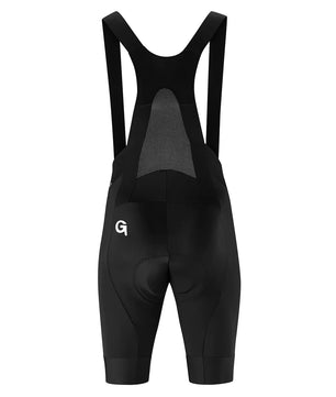 Die Gonso RIDE MILES BIB REC M Radhose in schwarz (Größe XXL) verfügt über Schulterträger, einen Netzrücken, ein anatomisches Rec M Sitzpolster, ein weißes G-Logo auf dem linken Bein und ist aus recycelten Materialien für Komfort und Nachhaltigkeit gefertigt.