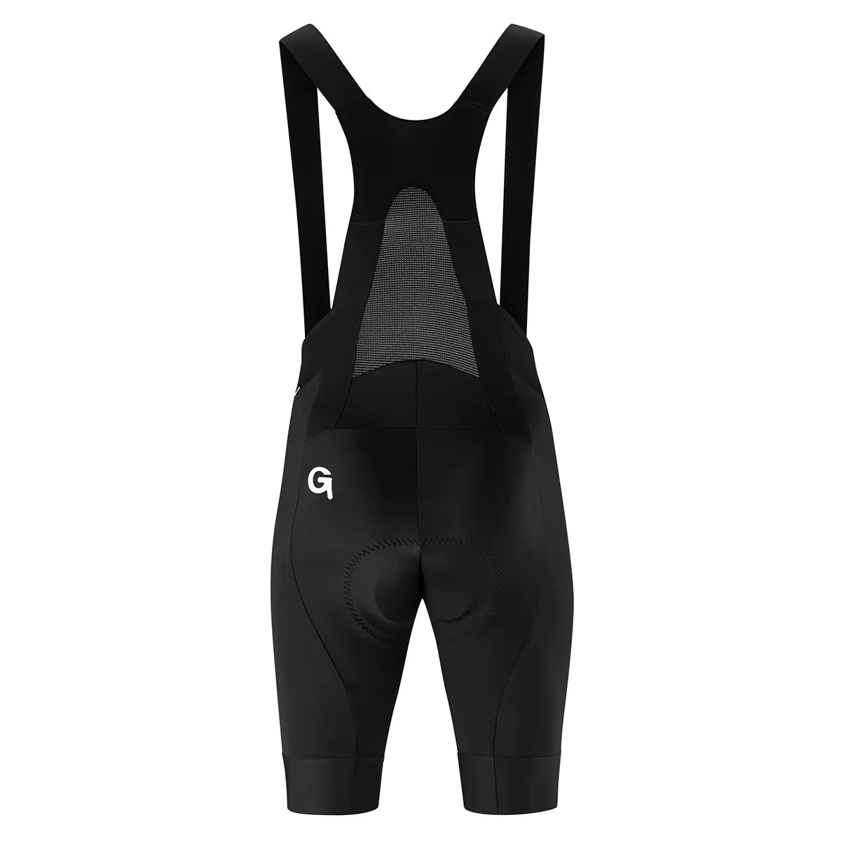 Die Gonso RIDE MILES BIB REC M Radhose in schwarz (Größe XXL) verfügt über Schulterträger, einen Netzrücken, ein anatomisches Rec M Sitzpolster, ein weißes G-Logo auf dem linken Bein und ist aus recycelten Materialien für Komfort und Nachhaltigkeit gefertigt.