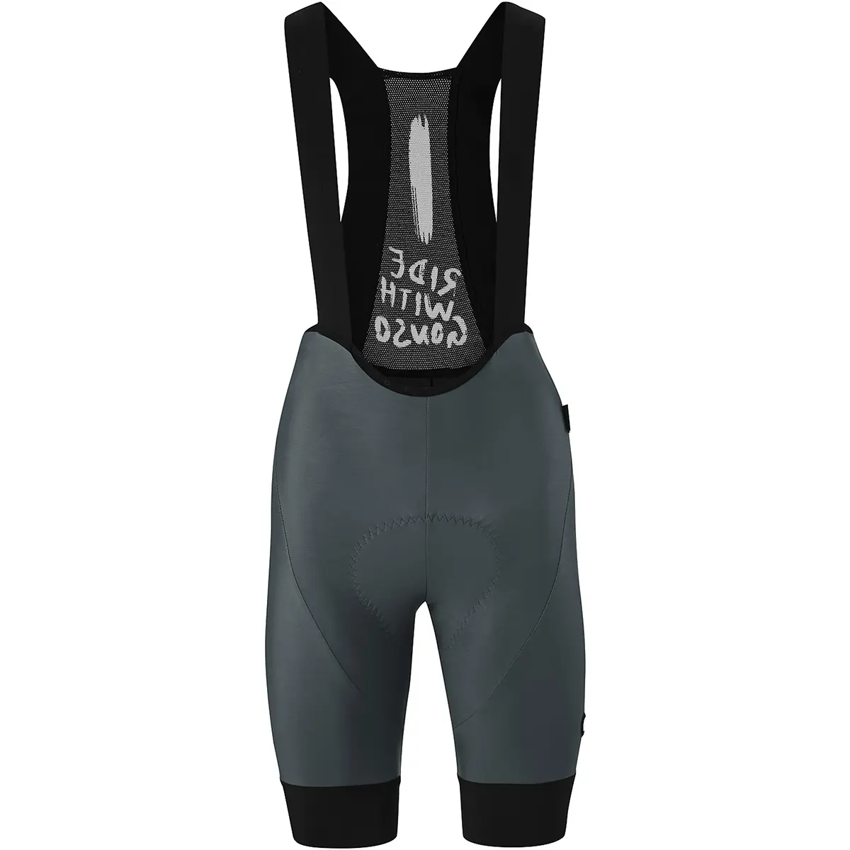 Die Gonso SQlab GO BIB Damen Fahrradhose in Größe 36, schwarz, verfügt über schwarze Riemen, ein Mesh-Rückenteil, ein SQlab-Sitzpolster für Komfort und stilvolle Textdetails - ideal für Radfahren-Enthusiasten.