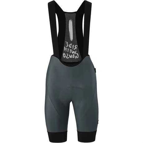 Die Gonso SQlab GO BIB Damen Fahrradhose in Größe 36, schwarz, verfügt über schwarze Riemen, ein Mesh-Rückenteil, ein SQlab-Sitzpolster für Komfort und stilvolle Textdetails - ideal für Radfahren-Enthusiasten.