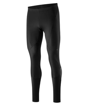 Die Gonso Essential Tight Radhose in Größe M und Schwarz bietet Männern ein passgenaues, winddichtes Radsportdesign von Gonso, hier vor weißem Hintergrund.