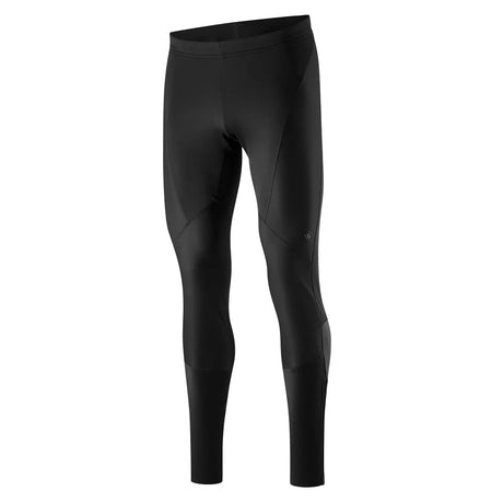 Die Gonso Essential Tight Radhose in Größe M und Schwarz bietet Männern ein passgenaues, winddichtes Radsportdesign von Gonso, hier vor weißem Hintergrund.