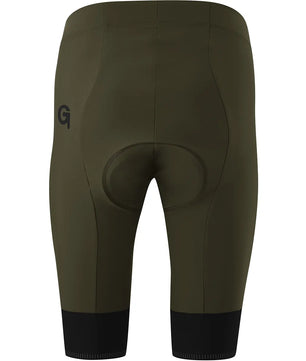 Die Gonso Sitivo Radhose in Größe 34, braun, verfügt über einen gepolsterten Sitz für Komfort auf Straßen- und Schotter-Touren und hat ein kleines schwarzes G-Logo auf der linken Seite.