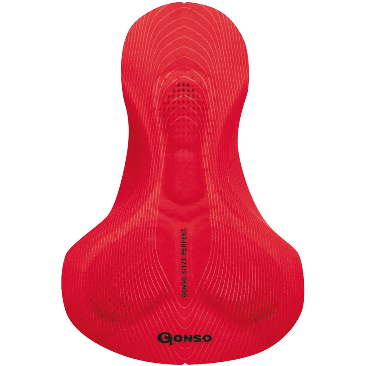 Braune Gonso Sitivo Radhose (Größe 34) mit ergonomischem Sitzpolster und konturiertem Design, ideal für Rennrad- und Gravel-Touren. In der Mitte steht "GONSO SITZT PERFEKT" - perfekter Komfort für Ihre Radabenteuer.