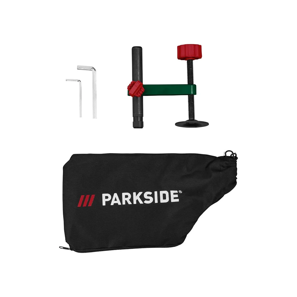 Parkside Werkzeugset mit Klemme, 2 Inbusschlüsseln und Reißverschlussetui (mit Logo), perfekt für präzises Arbeiten mit Ihrer PARKSIDE PZKS 254 A1 Kapp- und Zugsäge - grün.