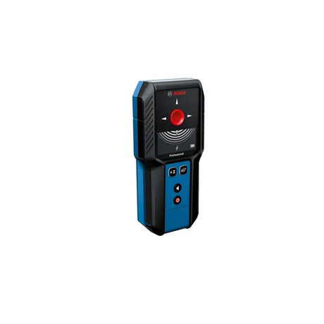Das Ortungsgerät Bosch Professional GMS 120-27 in Blau ist ein Wandscanner mit Digitalanzeige und Tasten von Bosch, der zum Aufspüren von Metall, Holz oder Rohrleitungen in Wänden dient.
