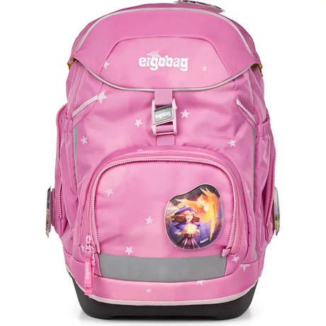 Das ergobag Pack Set Schulrucksack-Set "WolkenzauBär" (6-teilig) von ergobag ist pink mit weißen Sternen, Front- und Seitentaschen sowie Logo oben - Teil des beliebten ergobag Sortiments.
