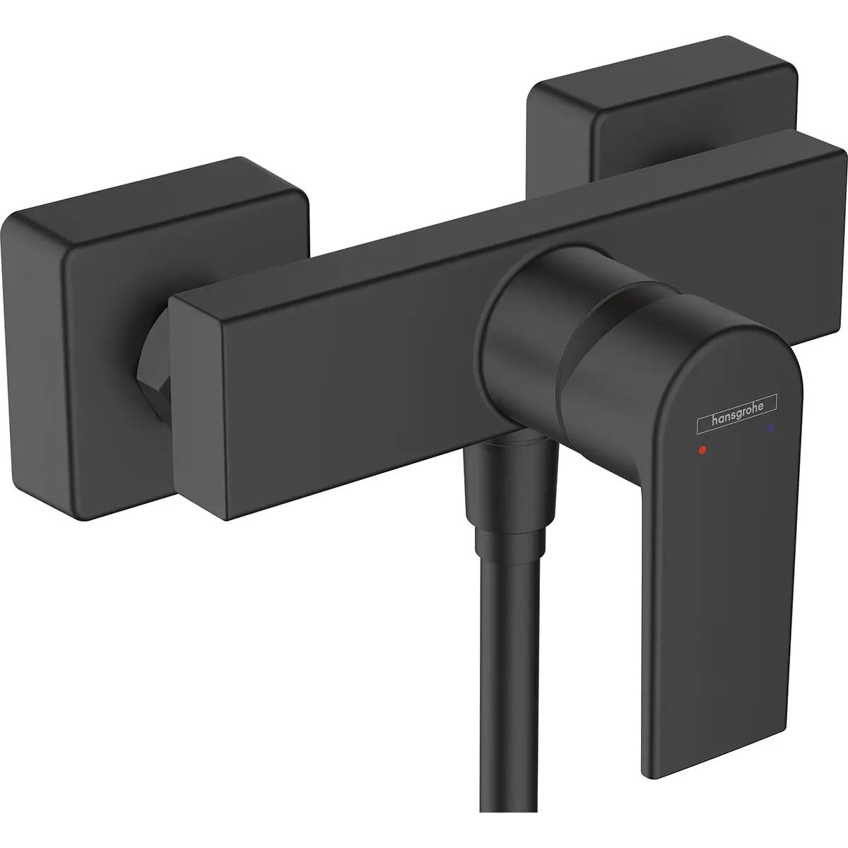 Der hansgrohe Vernis Shape Einhebel-Brausemischer besticht durch seine mattschwarze Oberfläche und ist eine moderne, an der Wand montierte Duscharmatur mit Einhebelgriff und kantigem Design, die jedem Badezimmer zeitgemäße Eleganz verleiht.
