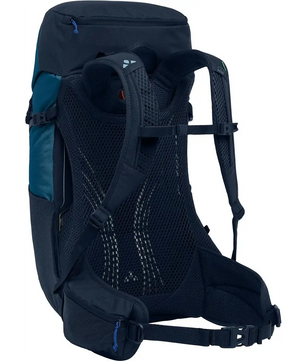 Der Vaude Brenta 24 Wanderrucksack in Blau bietet dank Netzrücken, gepolsterten Schulterträgern und nach außen gerichtetem Hüftgurt hohen Komfort und Funktionalität - ideal für Tagestouren jeder Art.