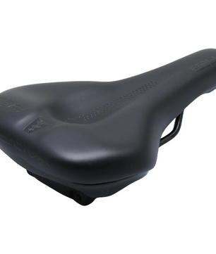 Der SQlab 602 Ergolux Active 2.1 Sattel in schwarz von SQlab verfügt über ein leicht konturiertes, ergonomisches Design und eine integrierte Polsterung für optimale Druckentlastung - perfekt als ergonomischer Fahrradsattel oder Trekking-Sattel.