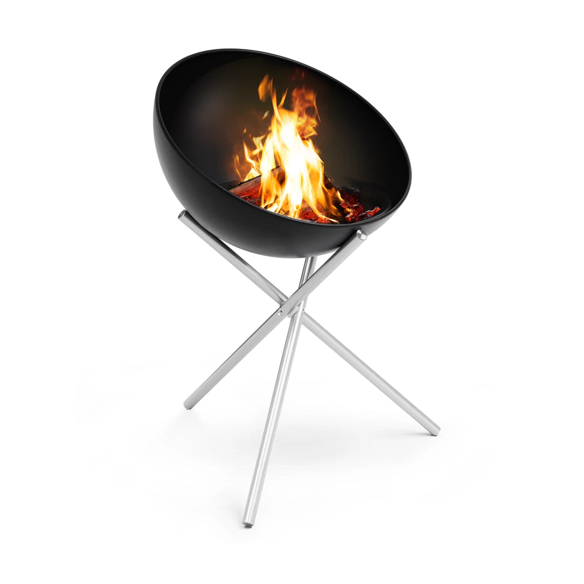 Die Höfats BOWL 57 Feuerschale - schwarz von Höfats ist eine runde, schwarze Schale auf gekreuzten Metallbeinen, die sich ideal als Grillschale oder auffälliges Mittelstück für jede Zusammenkunft im Freien eignet. Füllen Sie sie mit Brennholz für Wärme und Stil.