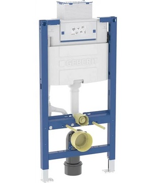Geberit Duofix 98 cm Element für Wand-WC – weiß: Wand-WC-Rahmen mit integriertem weißem Spülkasten, Rohrleitungen und Befestigungsmaterial; mit blauem Metallrahmen – kompatibel mit den Systemen Geberit Duofix und Unterputz-Spülkasten für Wand-WC-Omega-Installationen. Marke: Geberit.