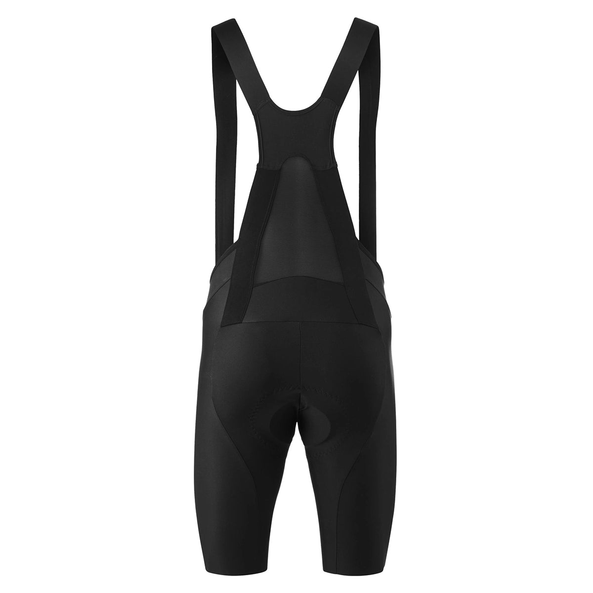 Die GONSO Ride Miles Bib Circle Long M Radhose in Größe XL, schwarz, von Gonso verfügt über Schulterträger und ist für lange Distanzen konzipiert-ideal als nachhaltige Radhose. Abgebildet von hinten auf einem schlichten weißen Hintergrund.