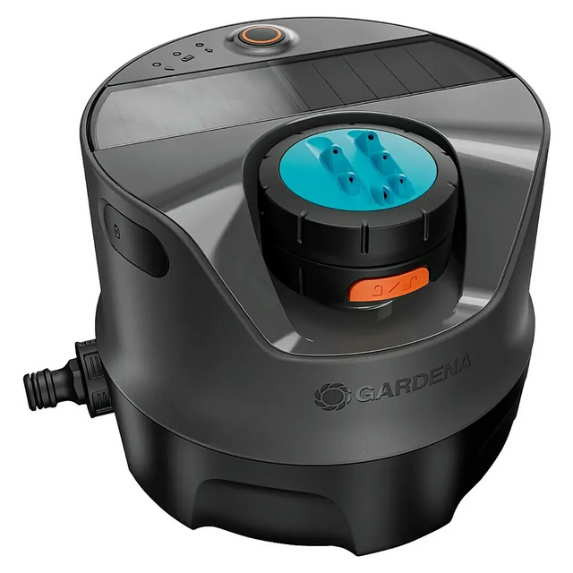 Der GARDENA AquaPrecise Vielflächenregner in schwarz ist ideal für effiziente Gartenbewässerung und perfekt für Ihr Solarbewässerungssystem.