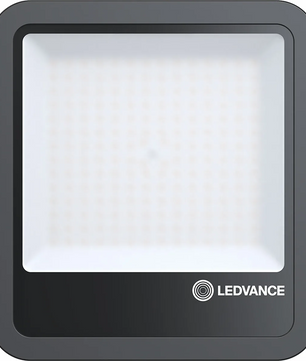 Der Ledvance FL150P100W15KLM840.b LED-Fluter in Schwarz mit mattweißer Abdeckung und LEDVANCE-Branding ist ideal für eine Vielzahl von Beleuchtungsanwendungen.