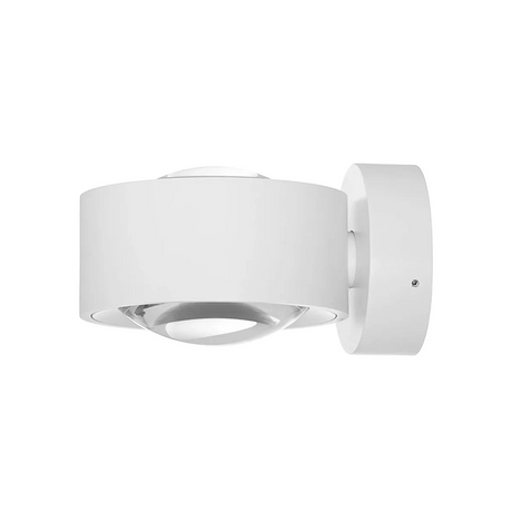 Die LED-Wandleuchte „Arcchio Rotari“ – weiß von Arcchio überzeugt durch ein modernes, energieeffizientes Design, ein kreisförmiges Gehäuse und eine klare Linse in der Mitte.