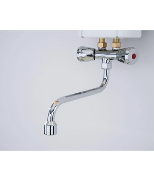 Der Thermoflow ELEX35ARM Durchlauferhitzer mit Armatur (weiß) ist ideal für die Warmwasseraufbereitung, verfügt über eine verchromte Küchenarmatur mit gebogenem Auslauf und ist kompatibel mit Niederdruckarmatur oder Klein-Durchlauferhitzer.